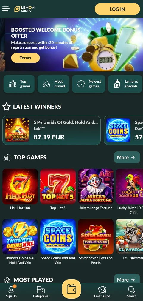 Mobile browser gaming at Lemon Casino with responsive interface design
