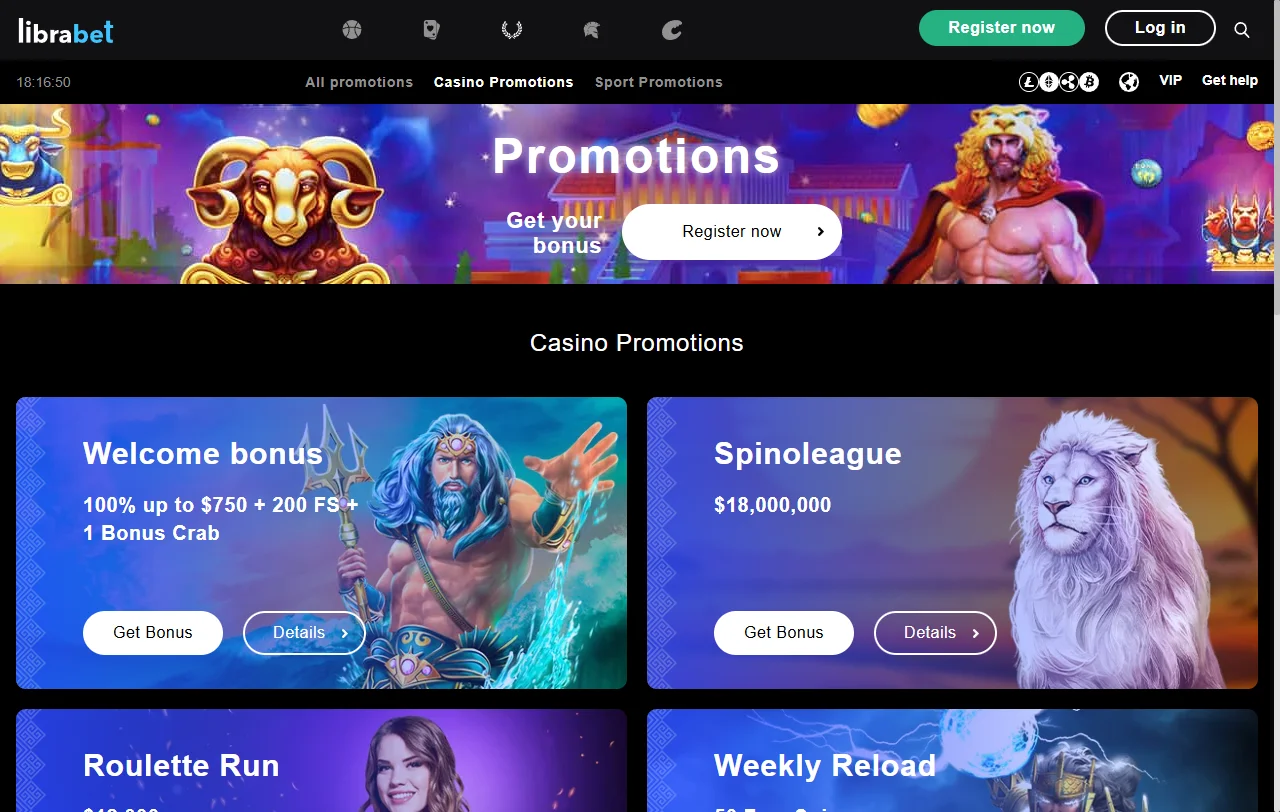LibraBet Casino game library displaying slots, table games and live dealer titles from 40+ software providers