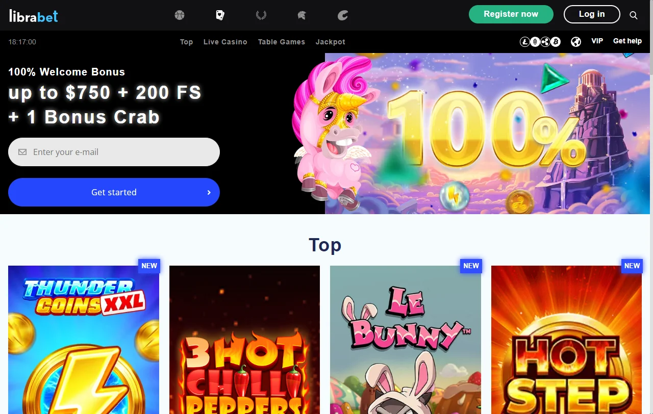 LibraBet Casino welcome bonus structure showing 100% match up to AUD $500 and 100 free spins promotion