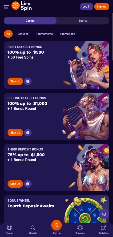 Deposit and withdrawal payment methods supported by Liraspin Casino