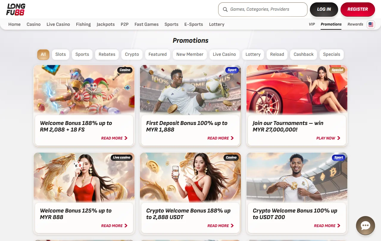 Longfu88 Casino welcome bonus and promotional offers for new players