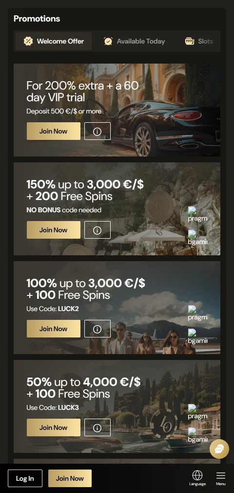 Deposit and withdrawal payment methods accessible through Lucky Ones Casino mobile banking interface