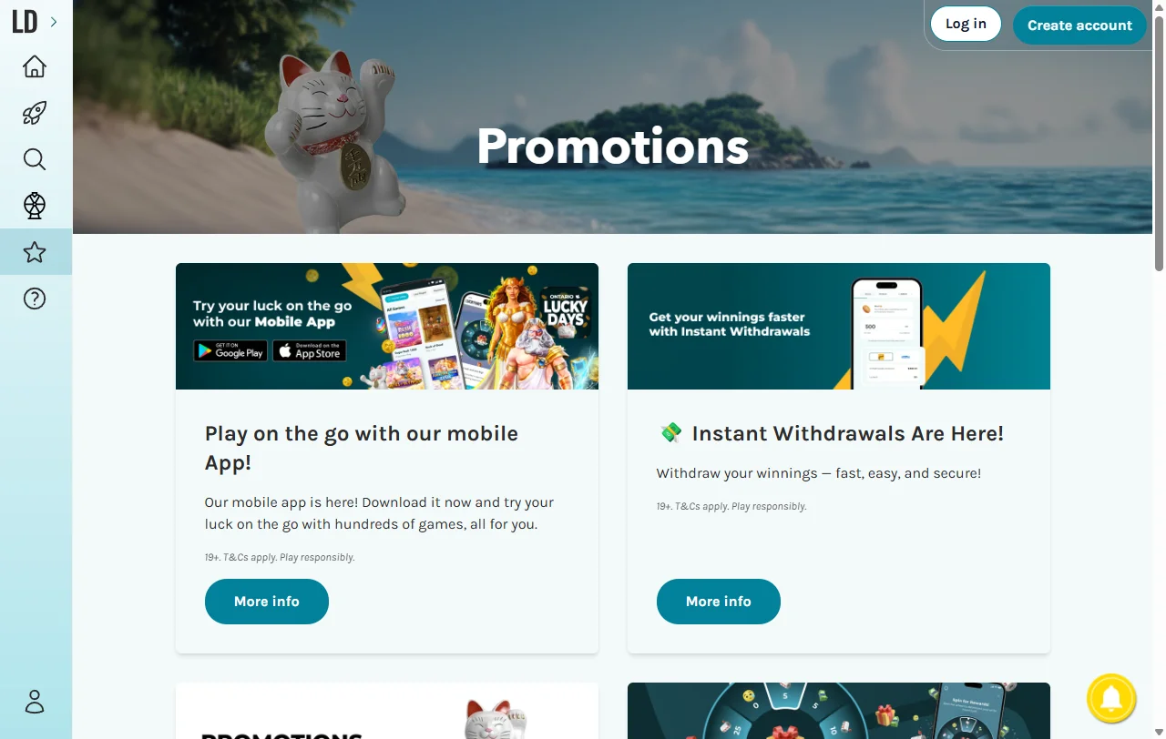 Welcome bonus offers and promotional rewards structure at LuckyDays Casino