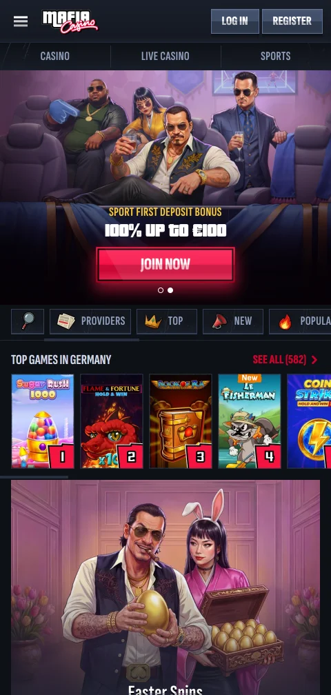 Mafia Casino mobile browser experience optimised for smartphone gaming without native app