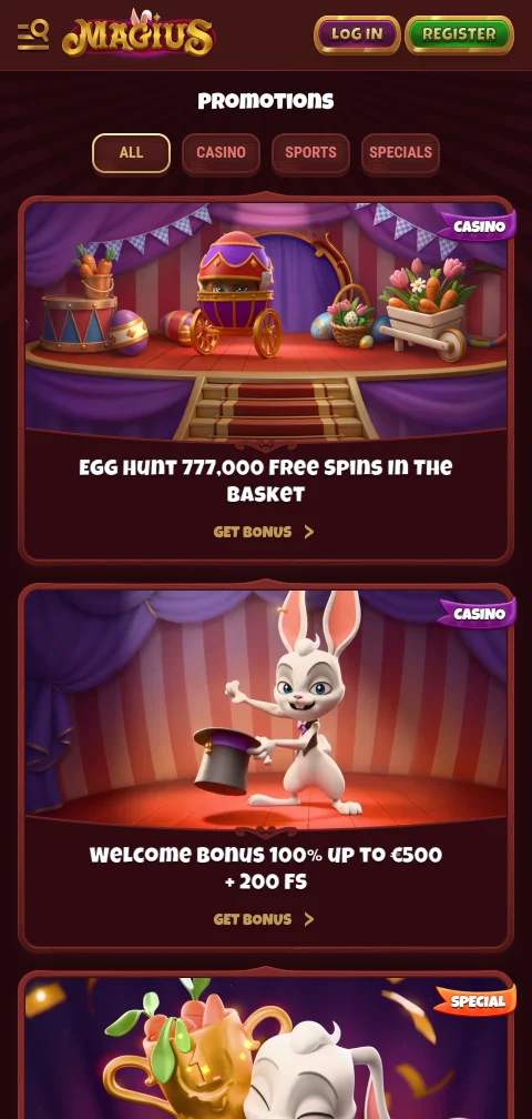 Magius Casino deposit and withdrawal methods available through mobile banking options