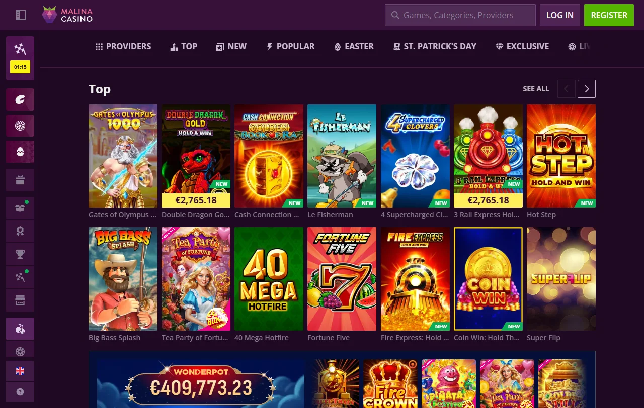 Welcome bonus and promotional offers featured in Malina Casino analysis