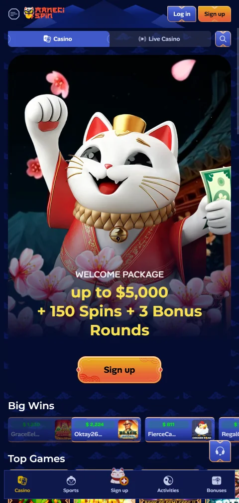 Manekispin Casino mobile responsive design optimised for smartphone gaming and touch controls