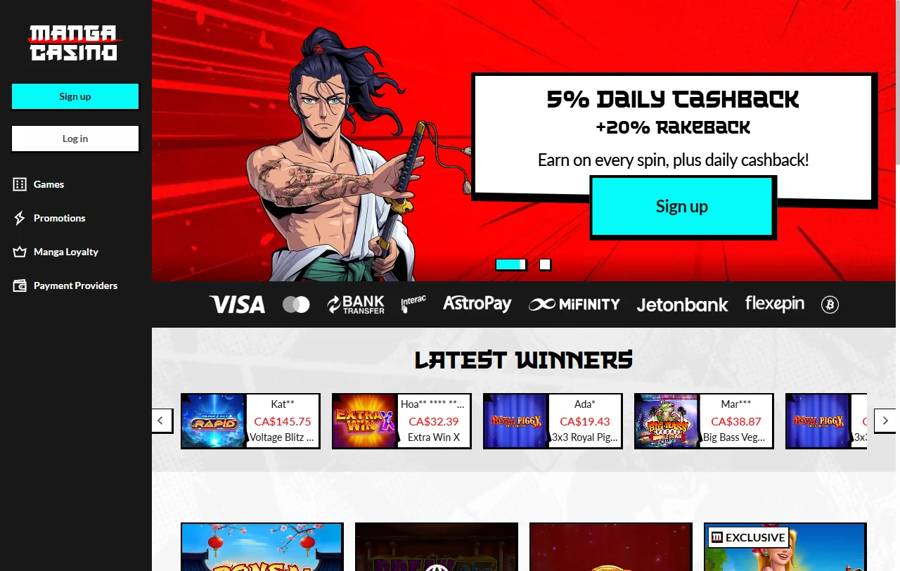 Manga Casino complete platform review showing all major features and interface design