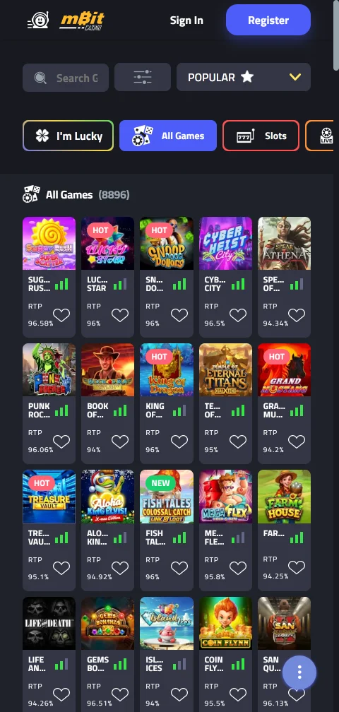 Deposit and withdrawal payment methods available at mBit Casino
