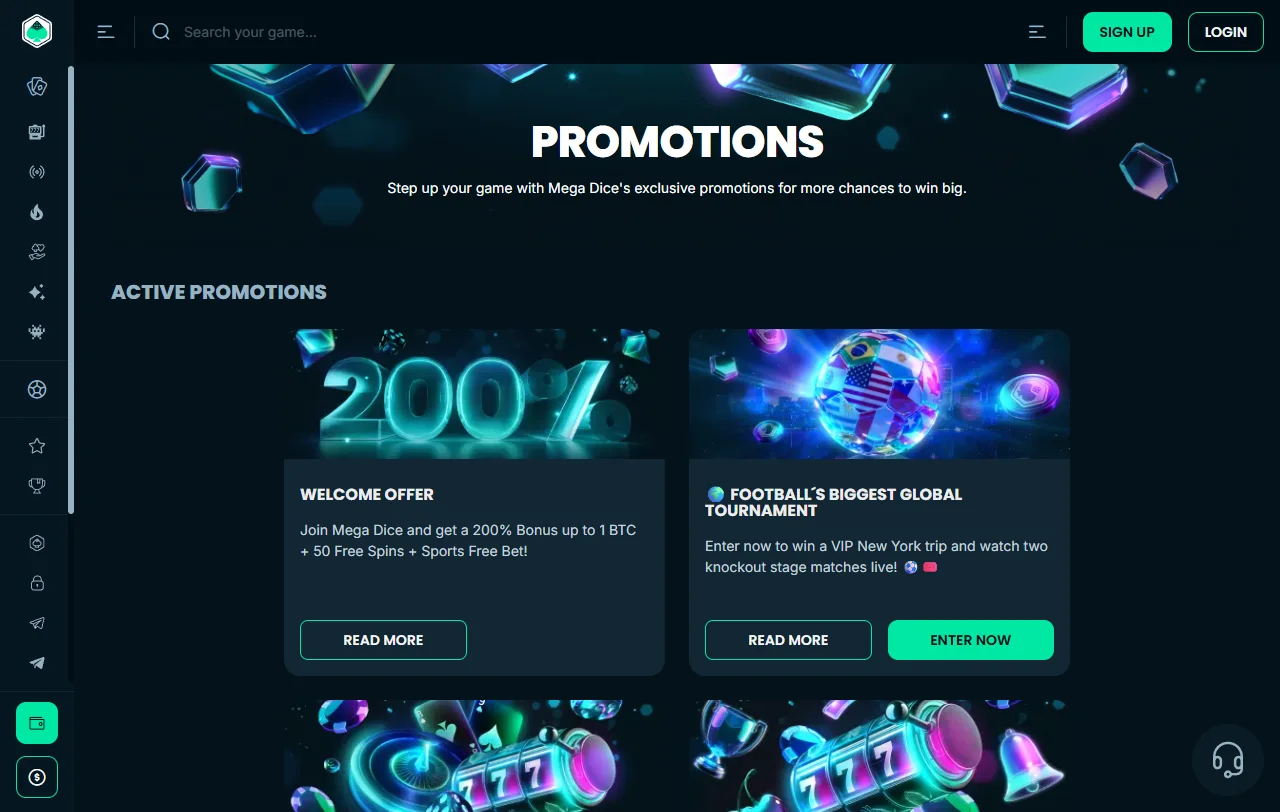 Online slots, table games and live dealer entertainment available at MegaDice Casino Australia