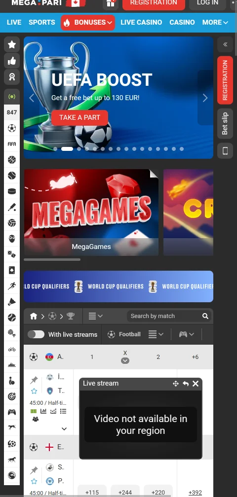 Megapari Casino mobile gaming platform accessible on iOS and Android devices through responsive browser interface