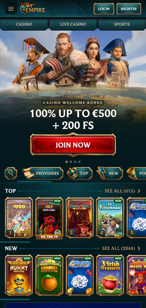 MyEmpire Casino responsive mobile platform providing full game access and account management on iOS and Android devices