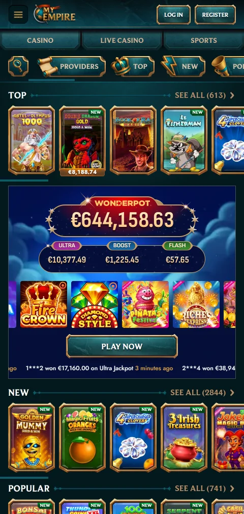 MyEmpire Casino security features include SSL encryption, licensing verification and responsible gambling tools for player protection