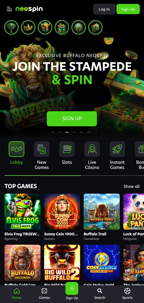 Neospin Casino mobile browser access with responsive design for iPhone and Android devices