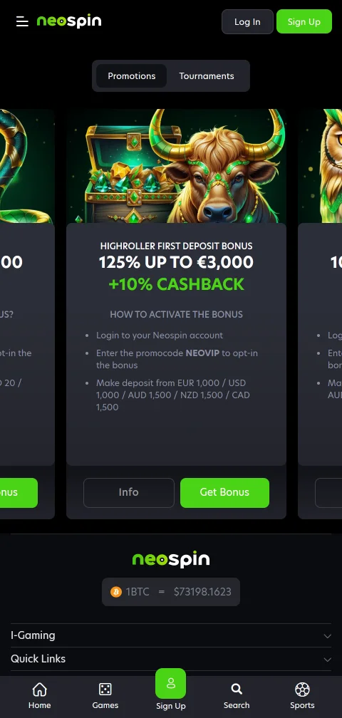 Licensing verification and responsible gaming tools including deposit limits at Neospin Casino