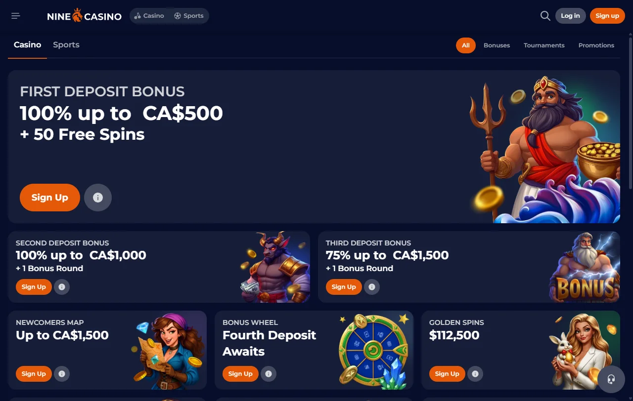 Welcome bonus offers and promotions available at Nine Casino Australia