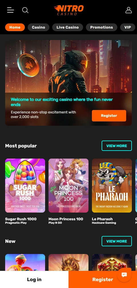 Nitro Casino mobile platform optimised for smartphones and tablets with full game access