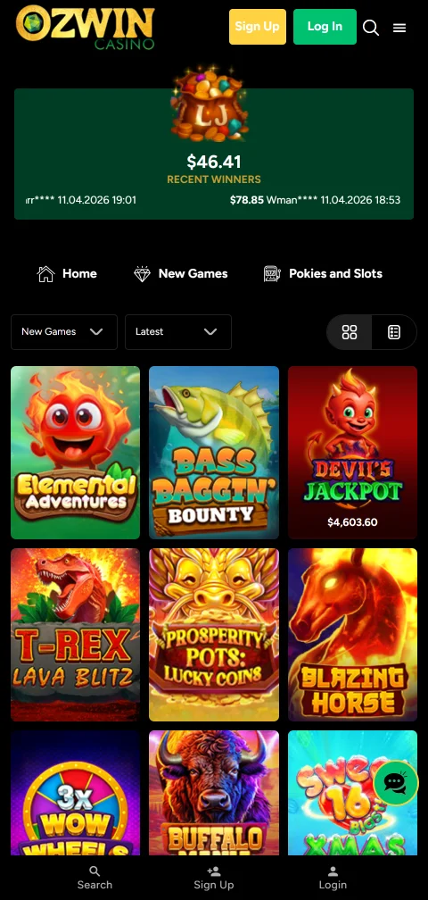 Ozwin Casino mobile gaming platform optimised for iOS and Android devices with responsive design
