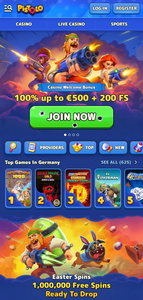 Pistolo Casino responsive browser access optimised for iOS and Android devices