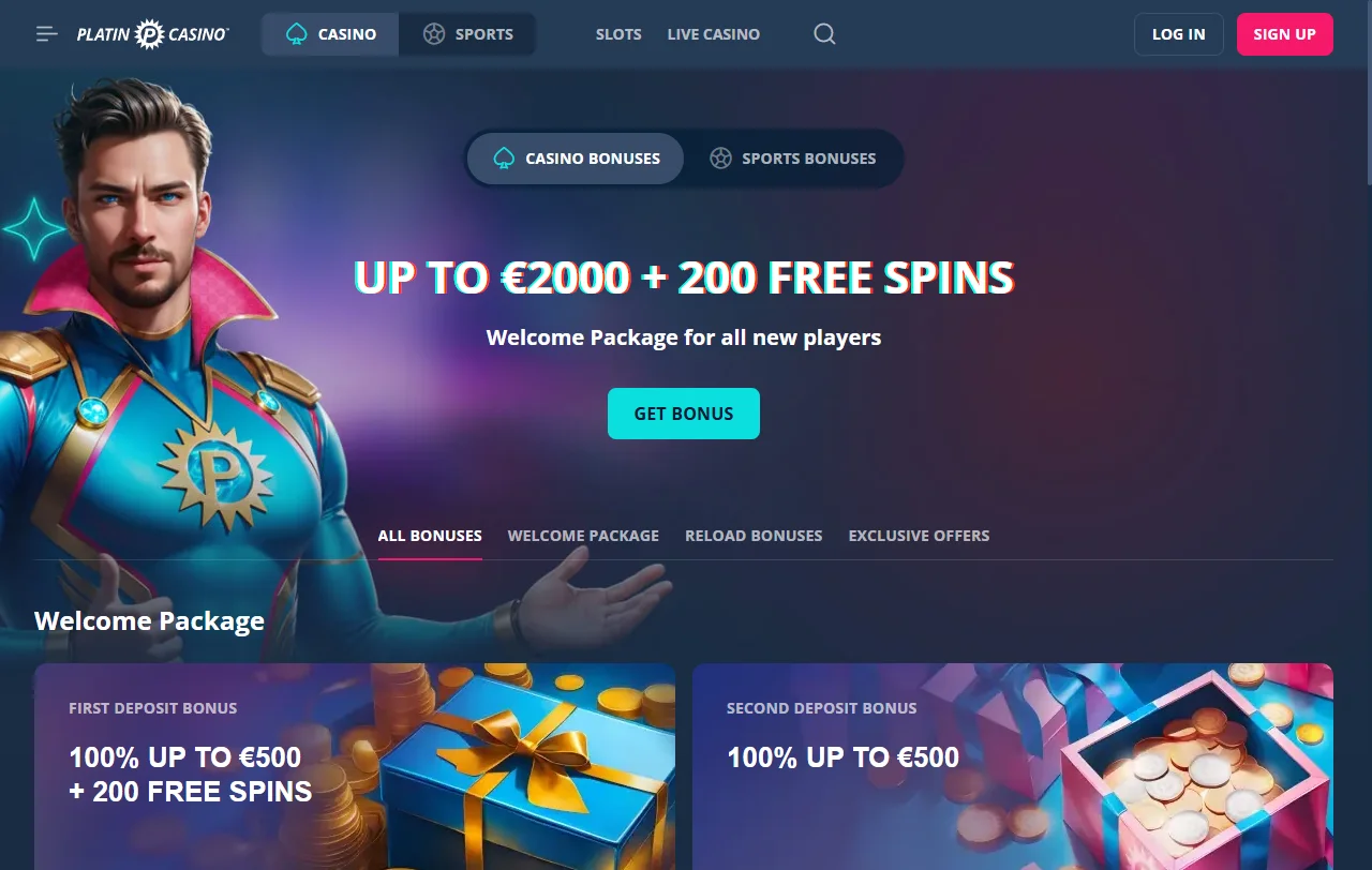 Welcome bonus and promotional offers available to new Platin Casino players