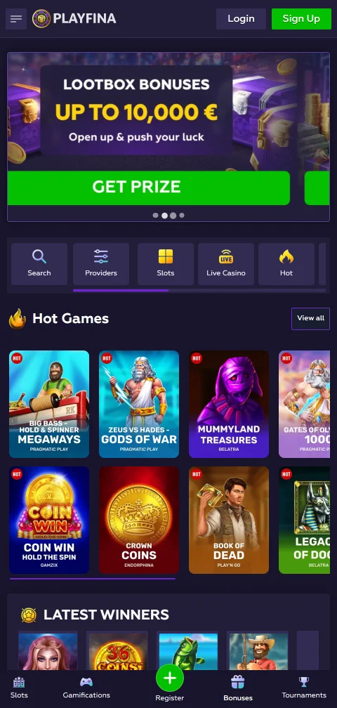 Playfina Casino mobile browser experience with full game access on smartphone and tablet devices