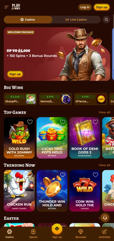 Mobile gaming at PlayJonny Casino with responsive browser access across iOS and Android