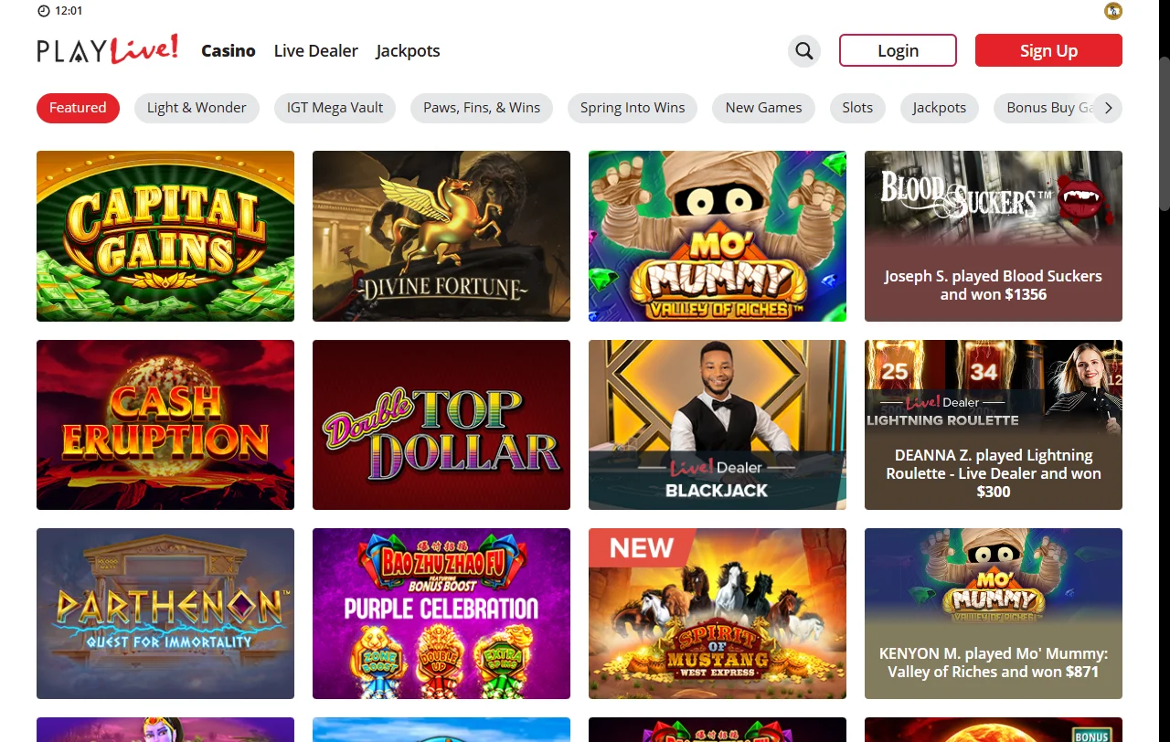 PlayLive Casino welcome bonus offering 100% deposit match and free spins with promotional terms explained