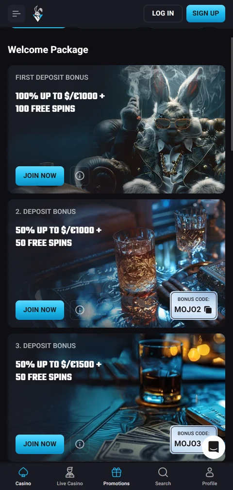 Security and licensing information at PlayMojo Casino confirming regulatory compliance and player protection