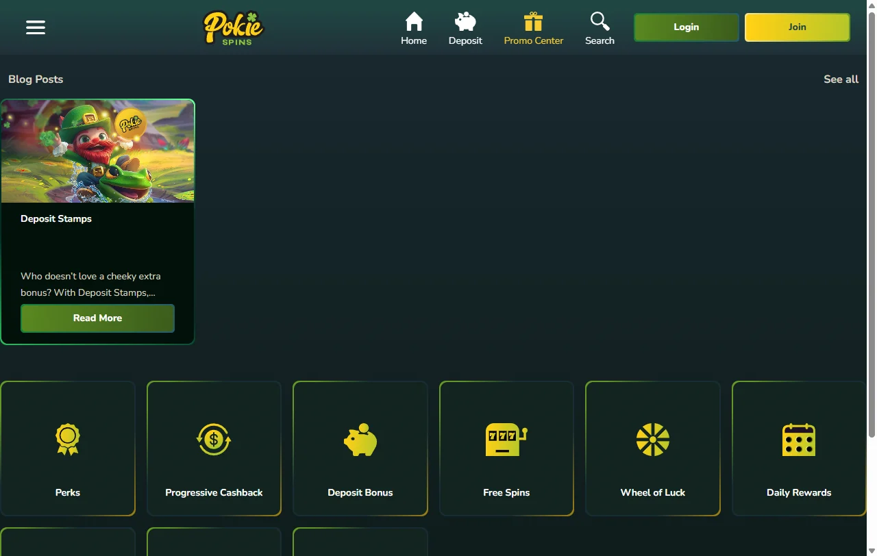 Welcome bonus offer and promotions available at Pokie Spins Casino