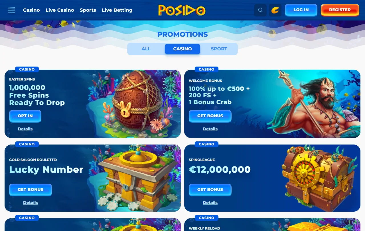Welcome bonus structure and promotional offers available to new players registering at Posido Casino