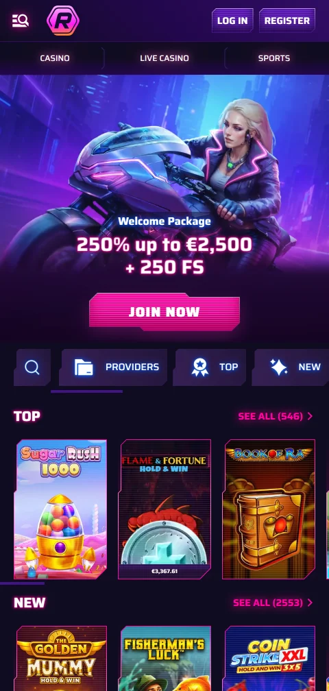 Mobile-optimised Roby Casino platform supporting iOS and Android devices
