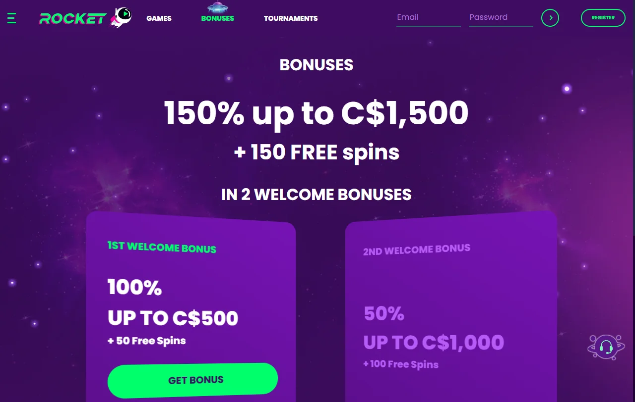 Rocket Casino game selection showcasing approximately 3,500 titles from Pragmatic Play, Evolution Gaming, and 48+ software providers