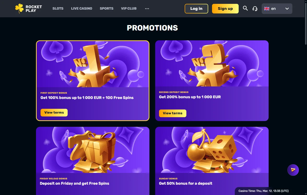 Welcome bonus structure and ongoing promotional offers at RocketPlay Casino for new and existing players