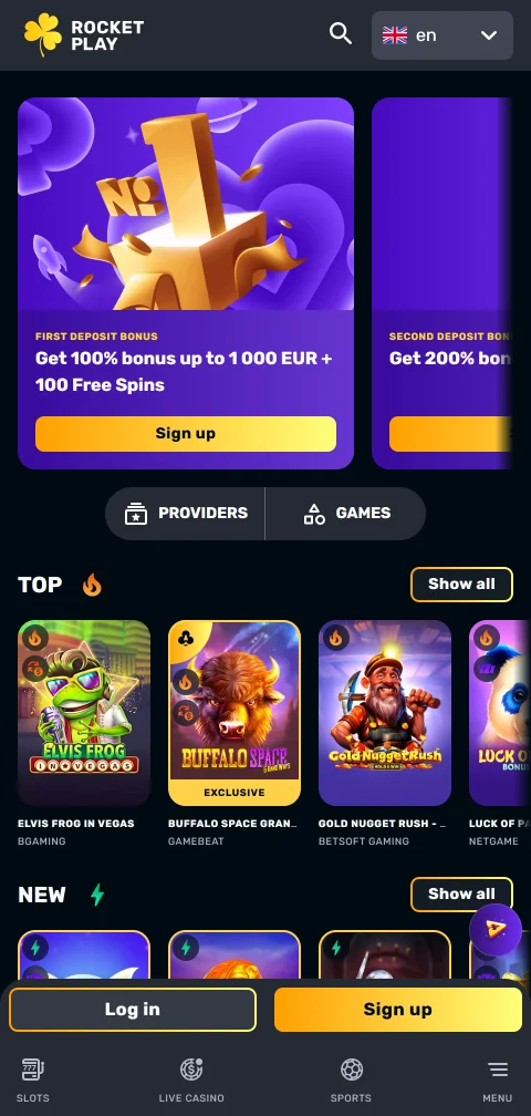 RocketPlay Casino mobile platform providing full game access through responsive browser without app requirement