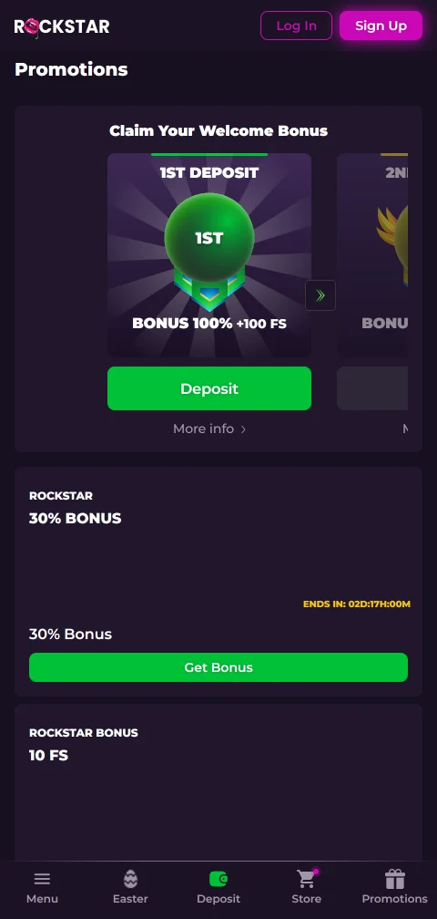 Payment and withdrawal options available at Rockstar Casino including e-wallets, cards, and cryptocurrency methods