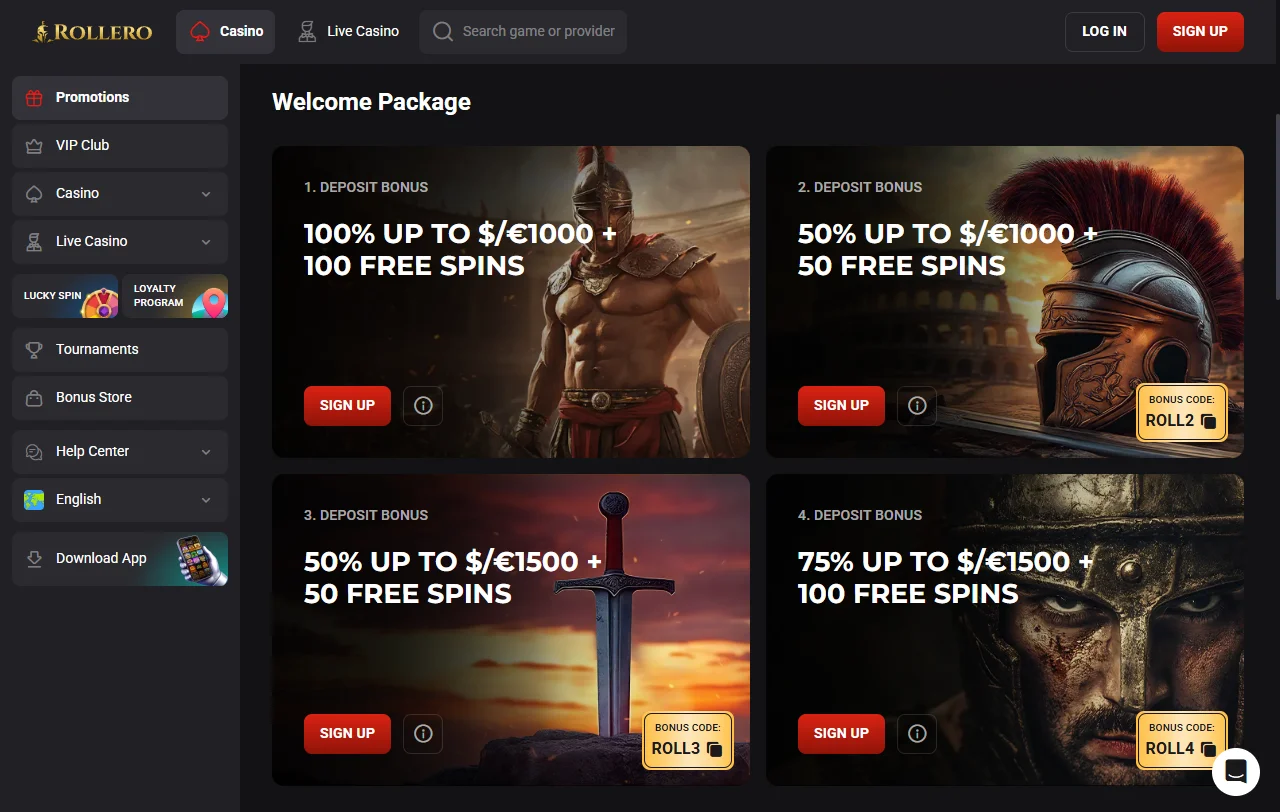Rollero Casino game library featuring 3,000+ titles from Pragmatic Play and Evolution Gaming providers