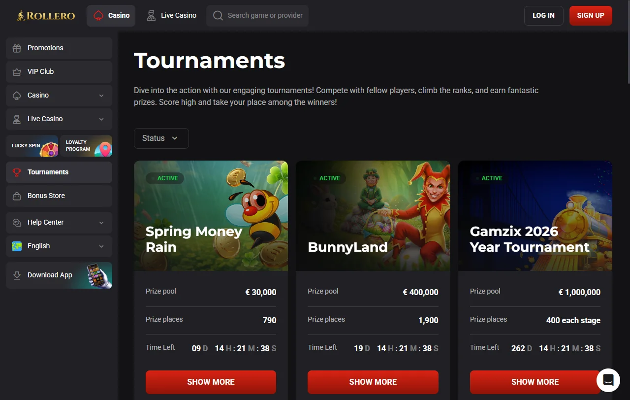 Welcome bonus structure at Rollero Casino offering approximately 100% match and free spins for new players