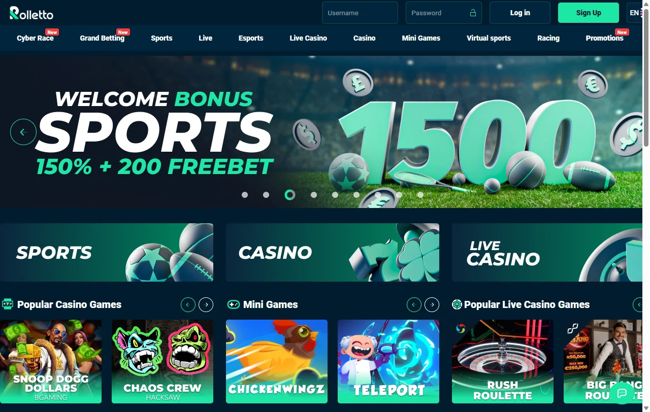 Rolletto Casino platform overview showing complete game library and account dashboard for Australia players