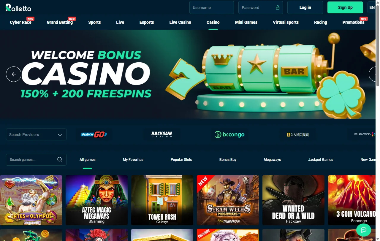 Welcome bonus offer and promotional terms at Rolletto Casino with bonus amount and wagering requirements