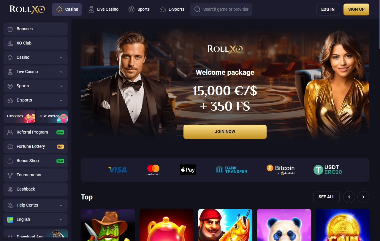 Comprehensive RollXo Casino desktop review detailing platform features, game library, and player offerings