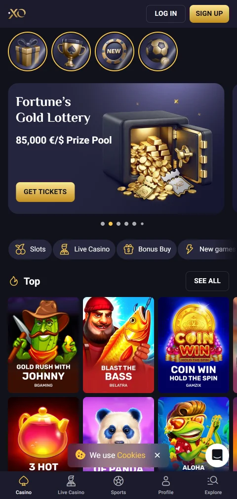RollXo Casino mobile platform demonstrating responsive design and full game access on smartphone devices