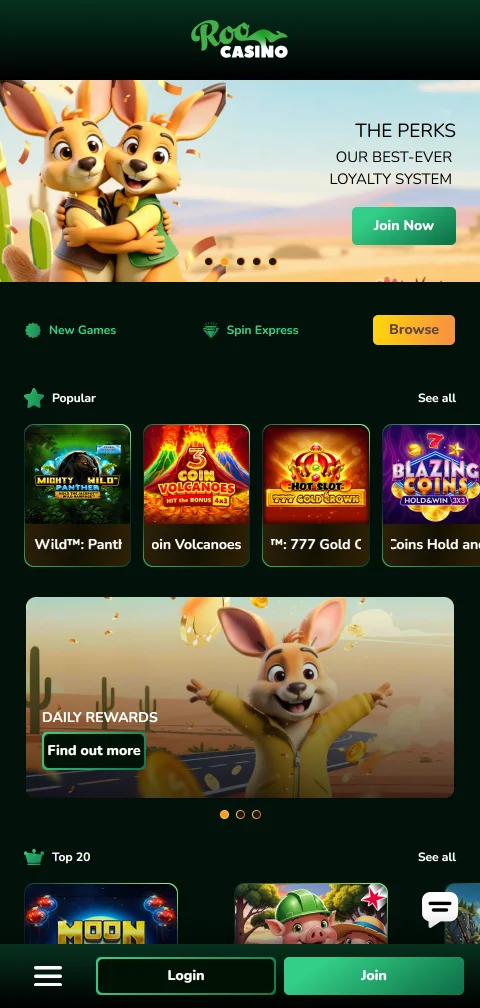 Roo Casino responsive mobile gaming experience accessible on iOS and Android devices without app installation