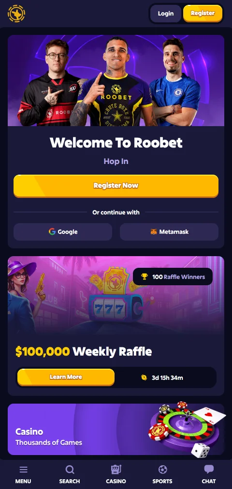 Roobet Casino mobile browser platform accessible on iOS and Android devices for on-the-go gaming