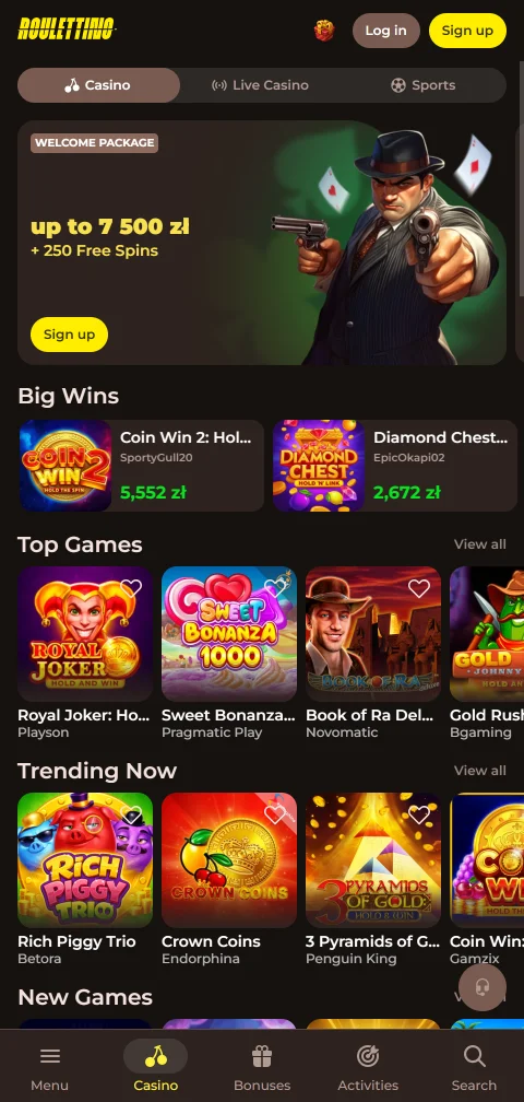 Roulettino Casino mobile gaming platform optimised for smartphone screens with responsive design and touch-friendly controls