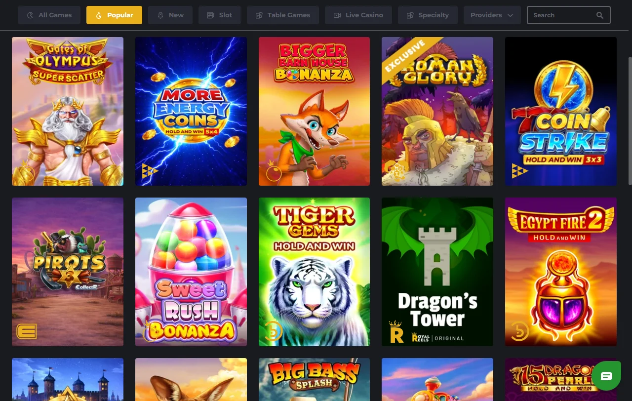 Online slots, table games and live dealer options available at Royal Reels Casino