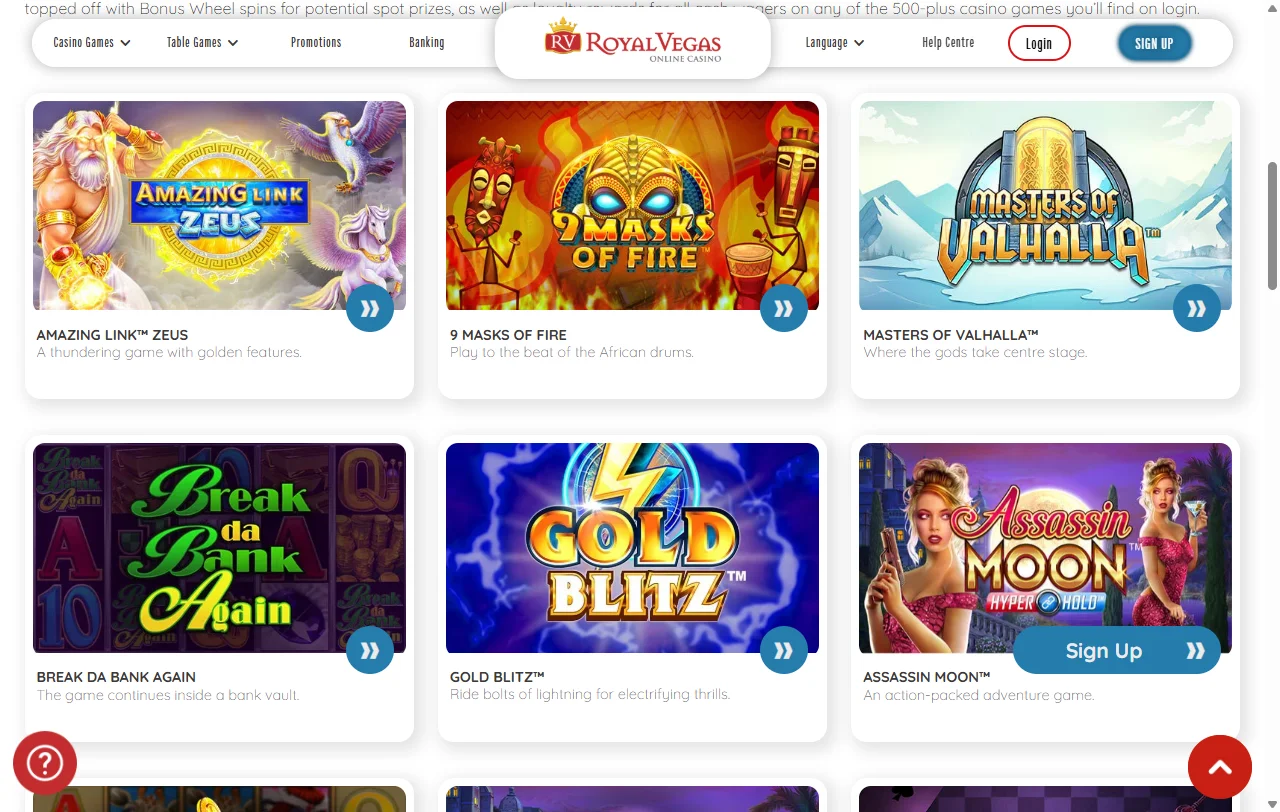 Game selection featuring slots and live dealer tables powered by Evolution Gaming and Pragmatic Play