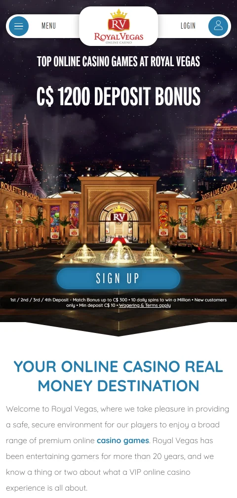 Royal Vegas Casino mobile browser platform providing full gaming access on smartphones and tablets
