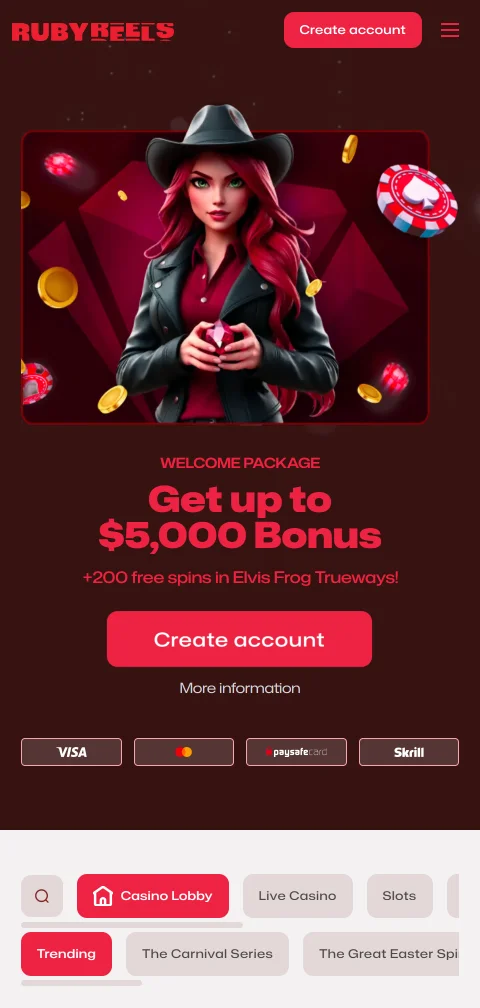 Ruby Reels Casino mobile gaming platform optimised for smartphone and tablet access without app requirement