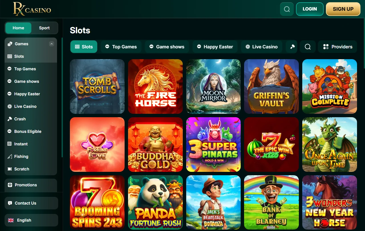 Welcome bonus and promotional offers at RX Casino - bonus structure and terms for new players