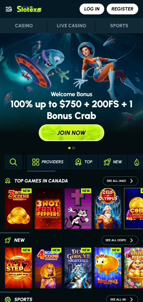 Slotexo Casino mobile-responsive design providing full game access across iOS and Android devices